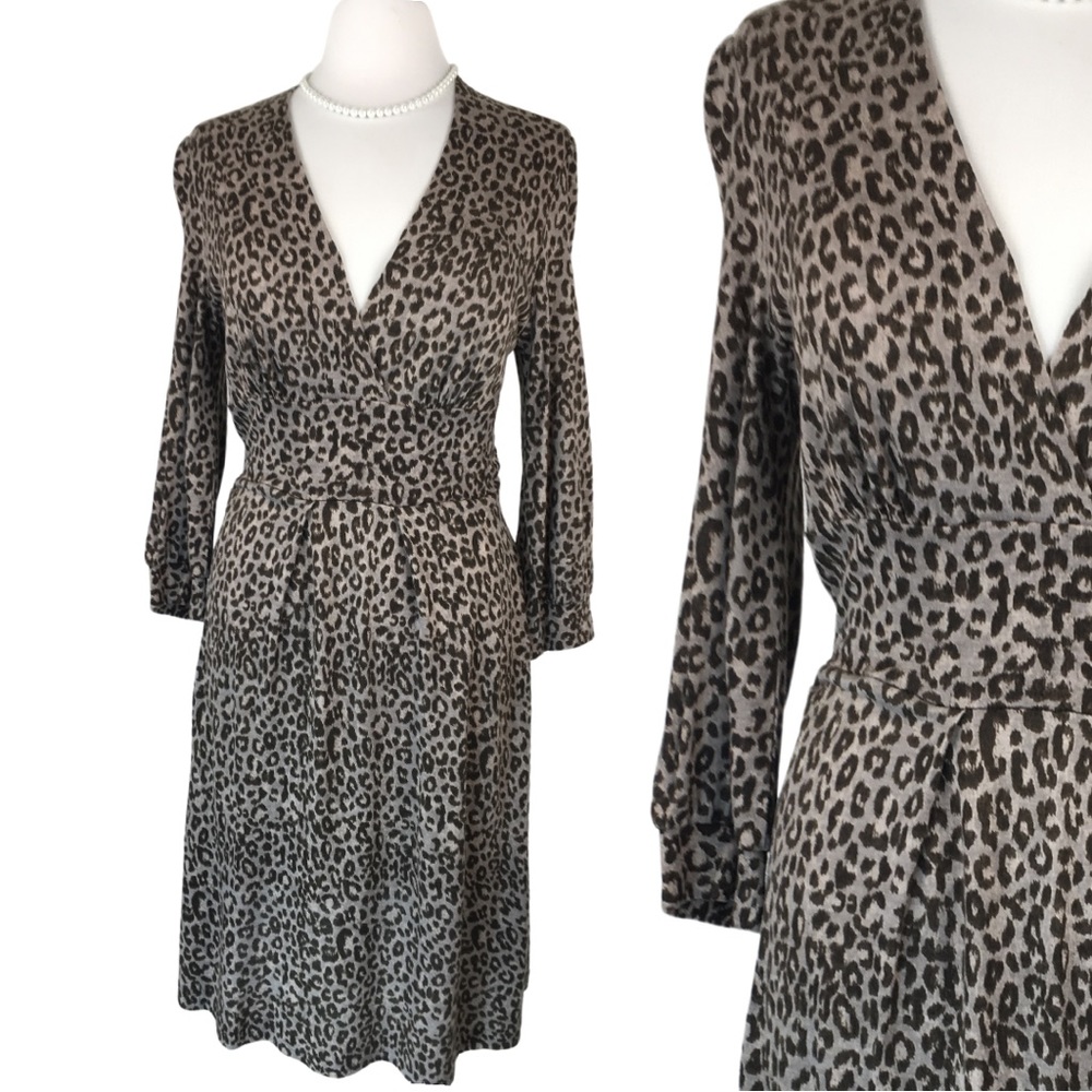 Leopard Print V-Neck Dress